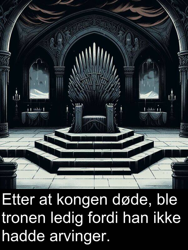 døde: Etter at kongen døde, ble tronen ledig fordi han ikke hadde arvinger.