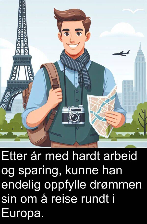hardt: Etter år med hardt arbeid og sparing, kunne han endelig oppfylle drømmen sin om å reise rundt i Europa.