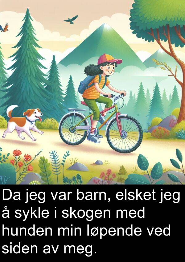 skogen: Da jeg var barn, elsket jeg å sykle i skogen med hunden min løpende ved siden av meg.