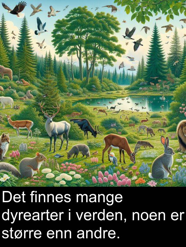 mange: Det finnes mange dyrearter i verden, noen er større enn andre.