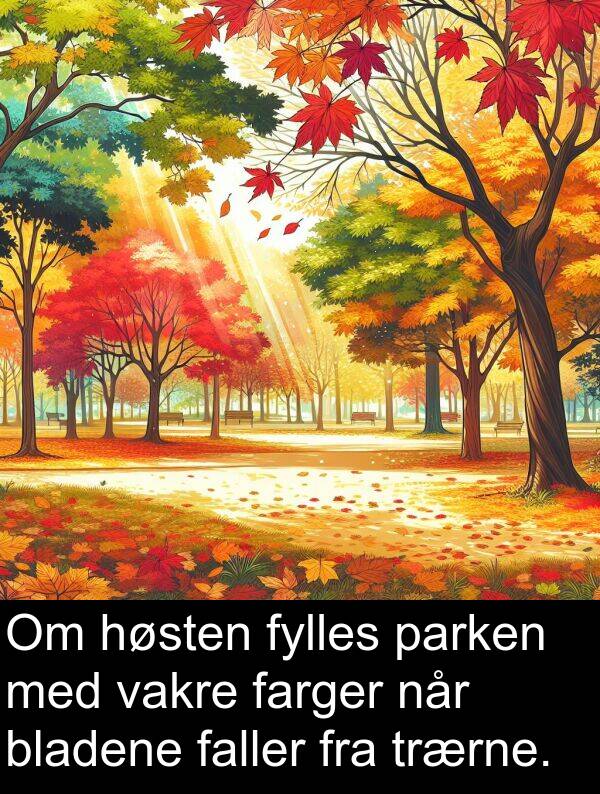 vakre: Om høsten fylles parken med vakre farger når bladene faller fra trærne.