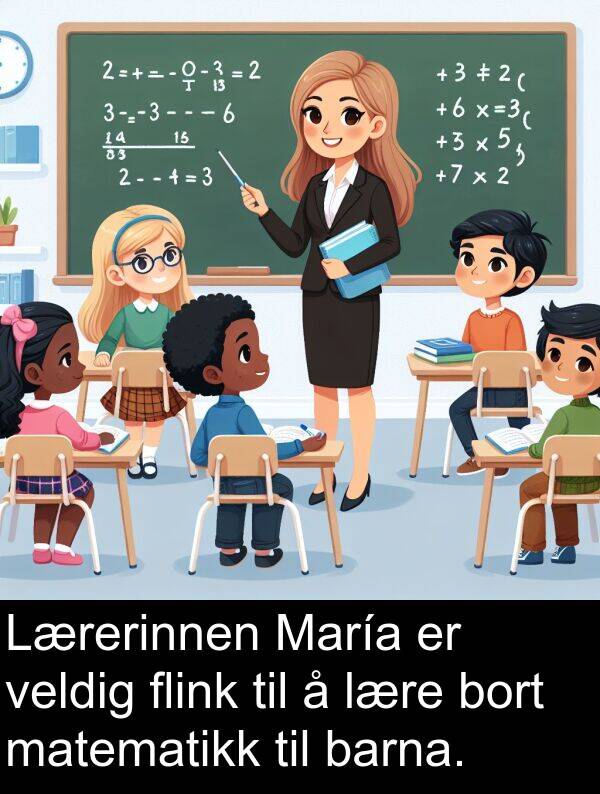 matematikk: Lærerinnen María er veldig flink til å lære bort matematikk til barna.