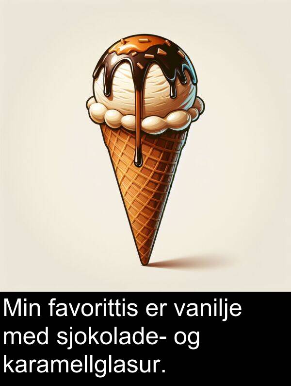 karamellglasur: Min favorittis er vanilje med sjokolade- og karamellglasur.