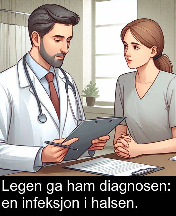 diagnosen: Legen ga ham diagnosen: en infeksjon i halsen.
