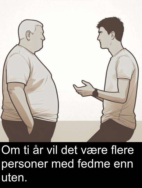 uten: Om ti år vil det være flere personer med fedme enn uten.