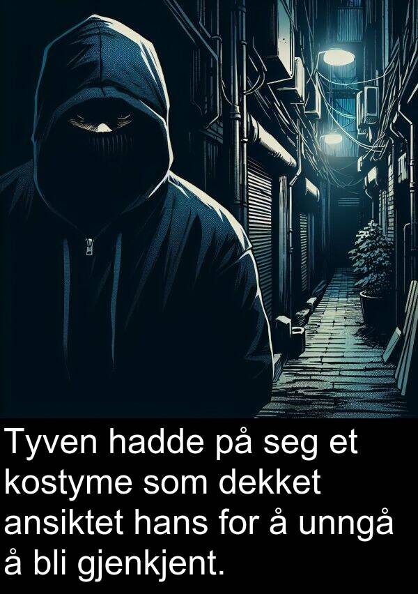 unngå: Tyven hadde på seg et kostyme som dekket ansiktet hans for å unngå å bli gjenkjent.