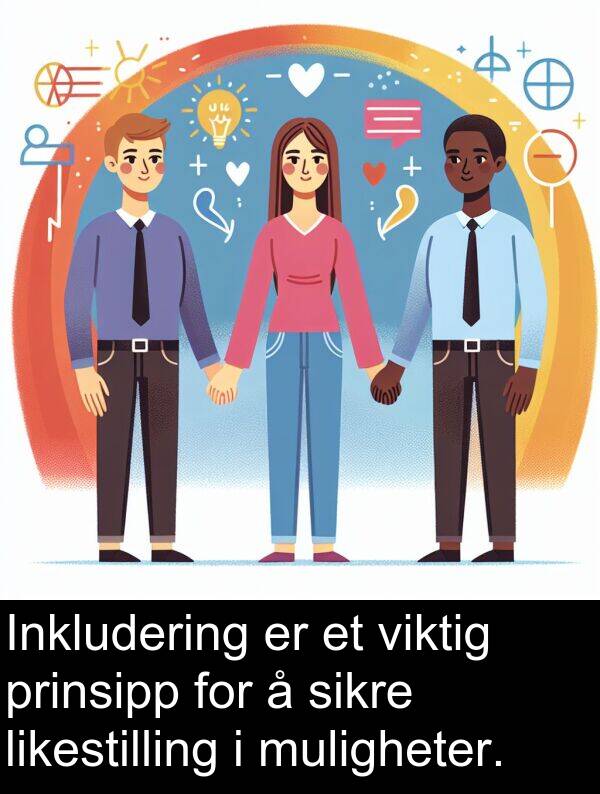 sikre: Inkludering er et viktig prinsipp for å sikre likestilling i muligheter.