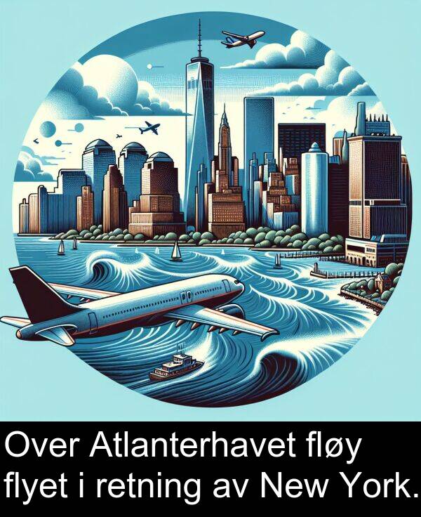flyet: Over Atlanterhavet fløy flyet i retning av New York.