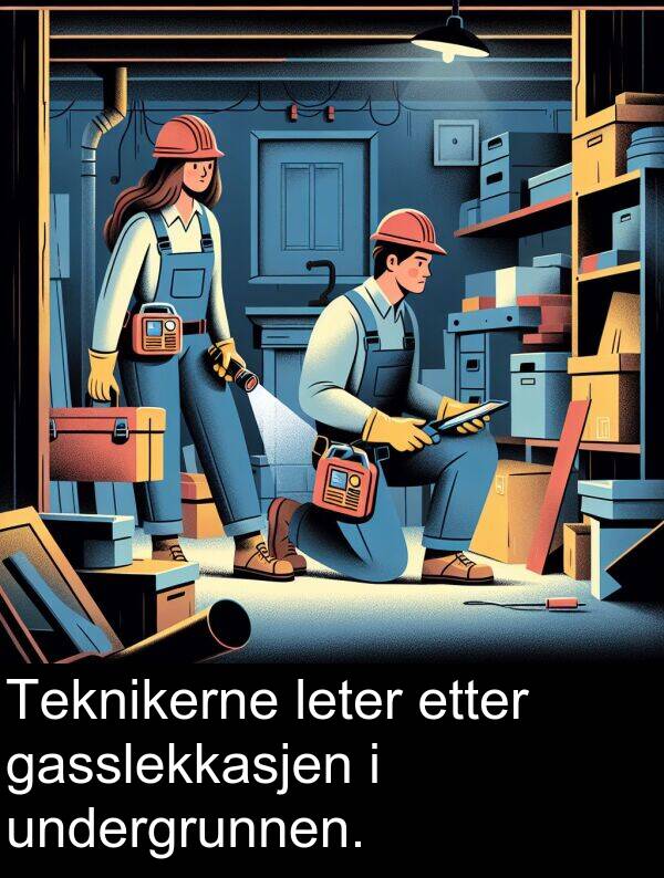 gasslekkasjen: Teknikerne leter etter gasslekkasjen i undergrunnen.