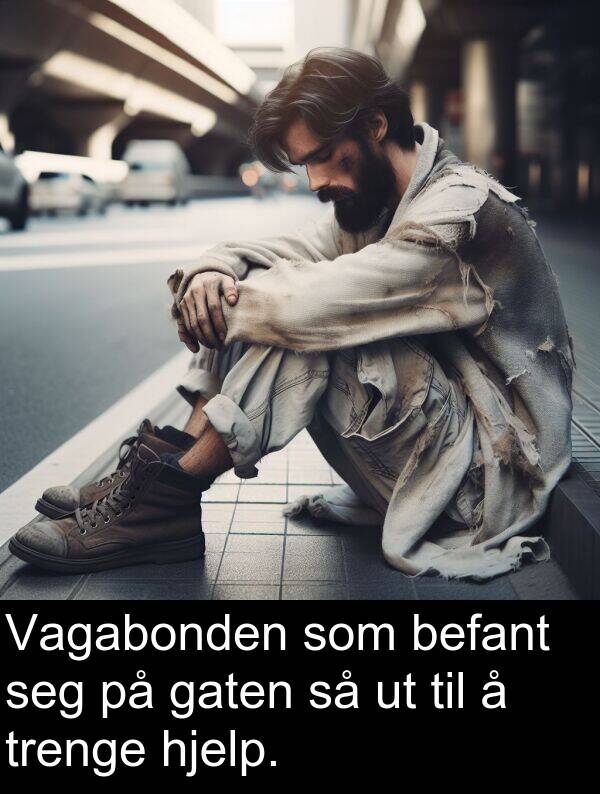 befant: Vagabonden som befant seg på gaten så ut til å trenge hjelp.