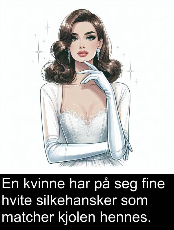 hvite: En kvinne har på seg fine hvite silkehansker som matcher kjolen hennes.