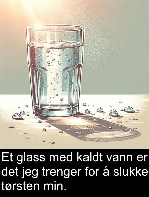 glass: Et glass med kaldt vann er det jeg trenger for å slukke tørsten min.
