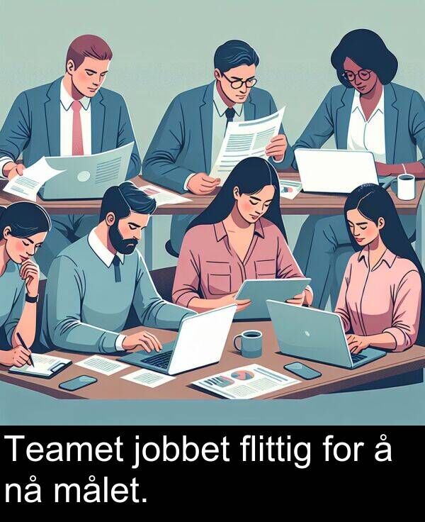 målet: Teamet jobbet flittig for å nå målet.
