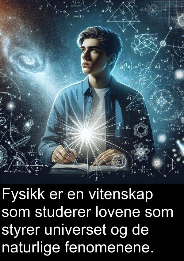 studerer: Fysikk er en vitenskap som studerer lovene som styrer universet og de naturlige fenomenene.