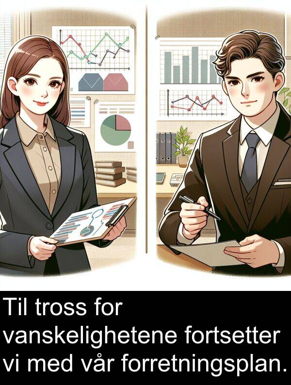 forretningsplan: Til tross for vanskelighetene fortsetter vi med vår forretningsplan.
