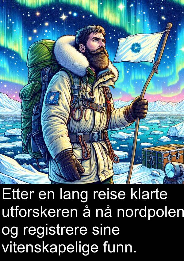 utforskeren: Etter en lang reise klarte utforskeren å nå nordpolen og registrere sine vitenskapelige funn.