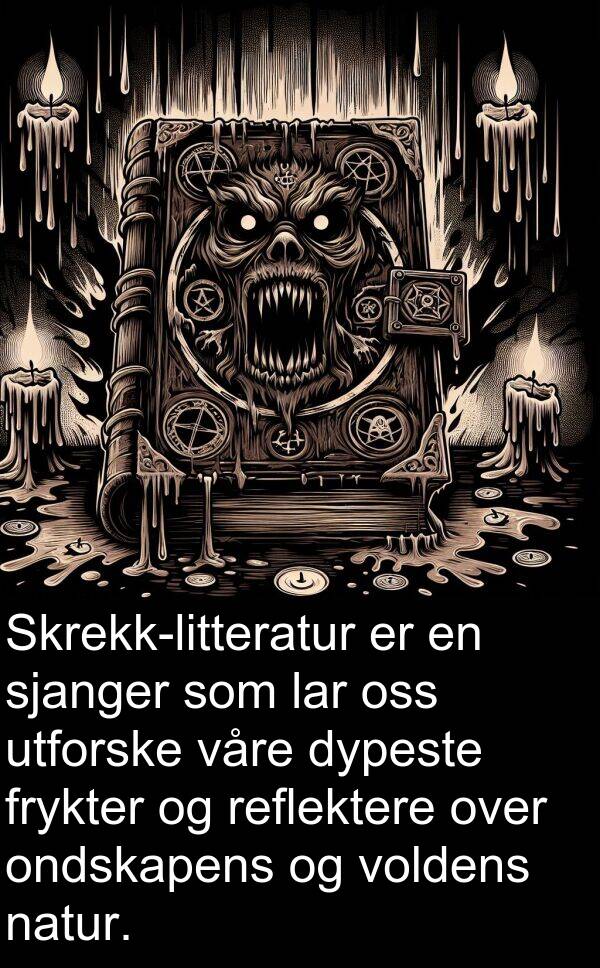 ondskapens: Skrekk-litteratur er en sjanger som lar oss utforske våre dypeste frykter og reflektere over ondskapens og voldens natur.
