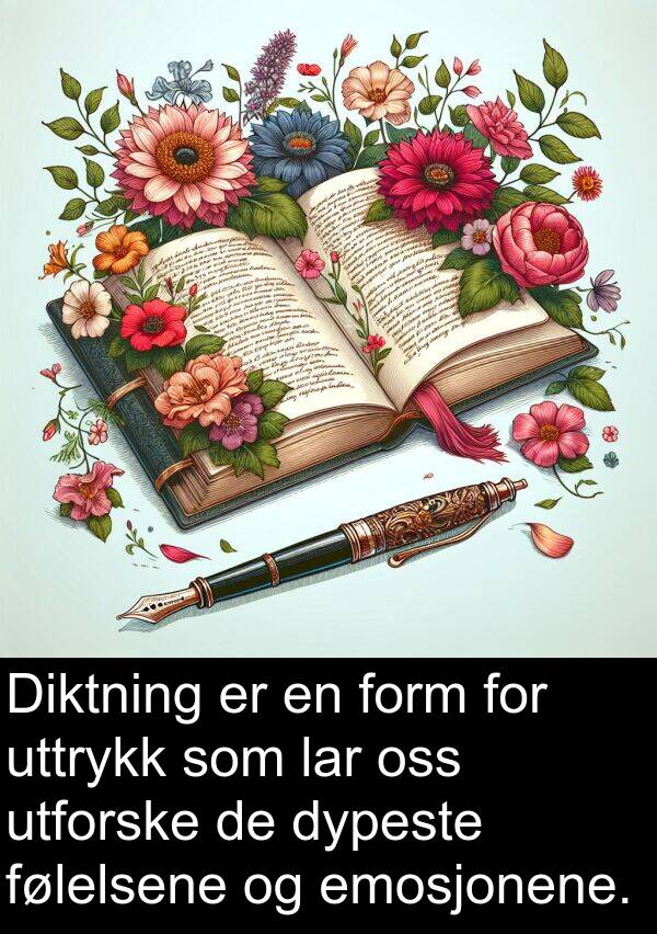 form: Diktning er en form for uttrykk som lar oss utforske de dypeste følelsene og emosjonene.