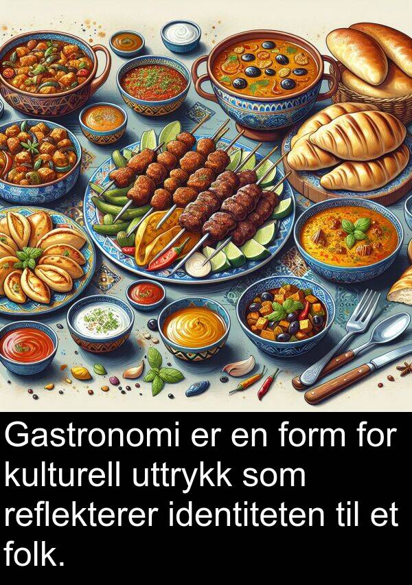 form: Gastronomi er en form for kulturell uttrykk som reflekterer identiteten til et folk.