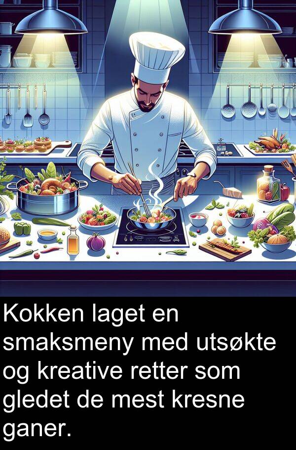 retter: Kokken laget en smaksmeny med utsøkte og kreative retter som gledet de mest kresne ganer.
