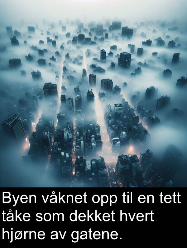 hvert: Byen våknet opp til en tett tåke som dekket hvert hjørne av gatene.