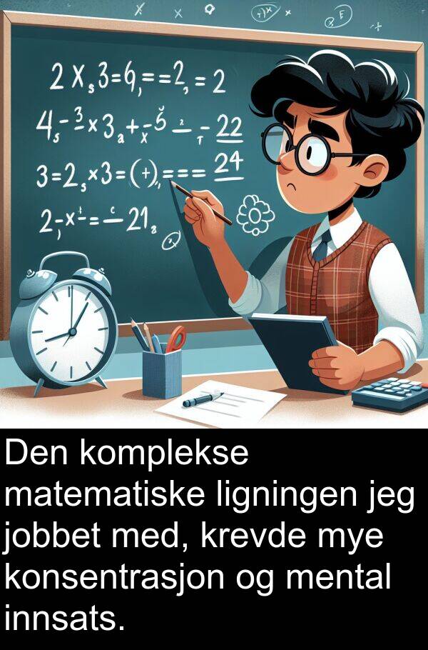 komplekse: Den komplekse matematiske ligningen jeg jobbet med, krevde mye konsentrasjon og mental innsats.