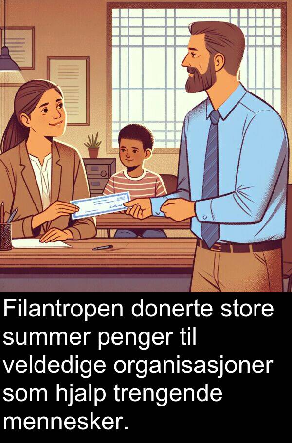 veldedige: Filantropen donerte store summer penger til veldedige organisasjoner som hjalp trengende mennesker.