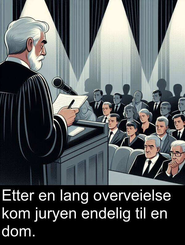 overveielse: Etter en lang overveielse kom juryen endelig til en dom.