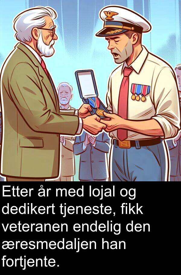 dedikert: Etter år med lojal og dedikert tjeneste, fikk veteranen endelig den æresmedaljen han fortjente.