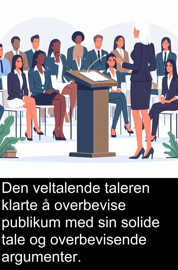 overbevise: Den veltalende taleren klarte å overbevise publikum med sin solide tale og overbevisende argumenter.