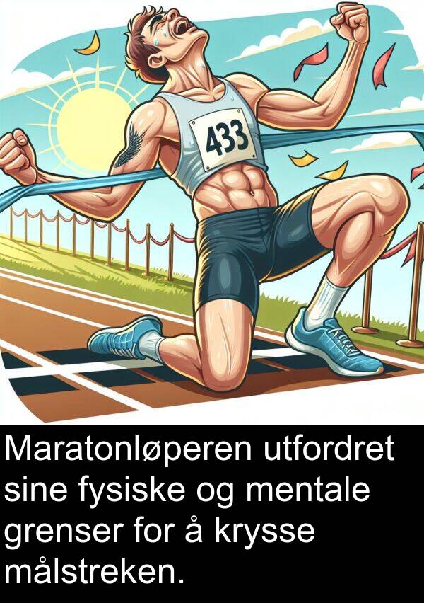utfordret: Maratonløperen utfordret sine fysiske og mentale grenser for å krysse målstreken.