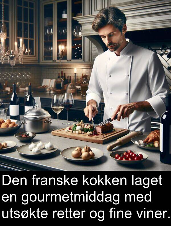 fine: Den franske kokken laget en gourmetmiddag med utsøkte retter og fine viner.