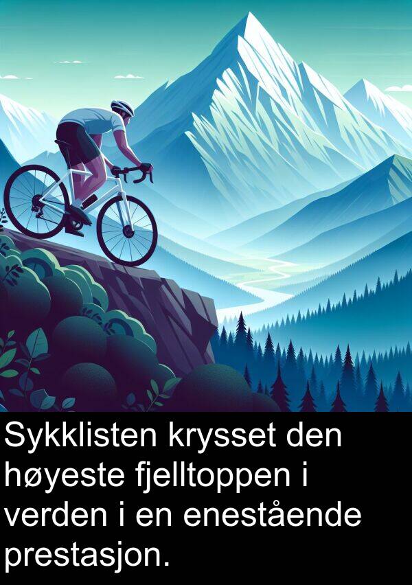 fjelltoppen: Sykklisten krysset den høyeste fjelltoppen i verden i en enestående prestasjon.