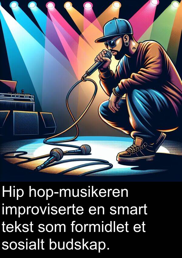 budskap: Hip hop-musikeren improviserte en smart tekst som formidlet et sosialt budskap.