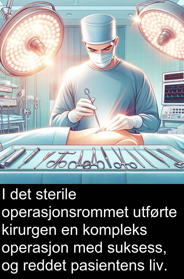 operasjonsrommet: I det sterile operasjonsrommet utførte kirurgen en kompleks operasjon med suksess, og reddet pasientens liv.