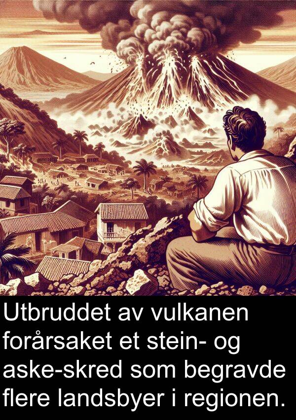 regionen: Utbruddet av vulkanen forårsaket et stein- og aske-skred som begravde flere landsbyer i regionen.