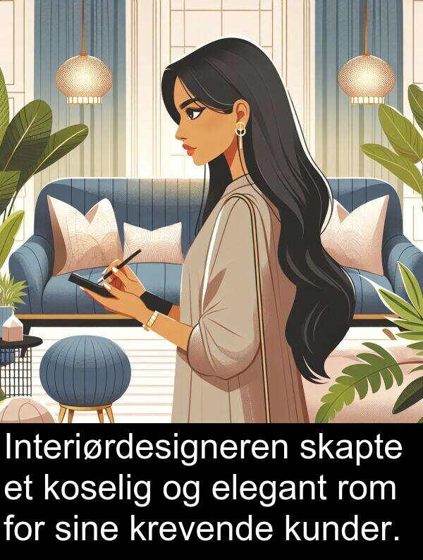 koselig: Interiørdesigneren skapte et koselig og elegant rom for sine krevende kunder.