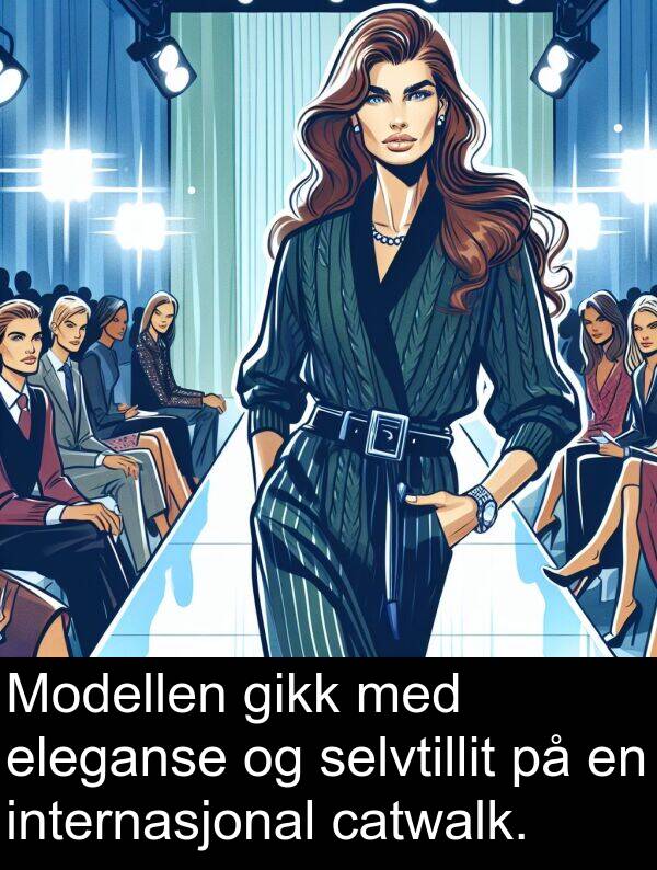 selvtillit: Modellen gikk med eleganse og selvtillit på en internasjonal catwalk.