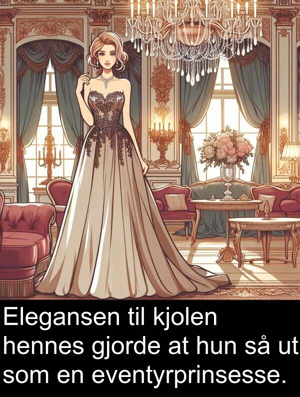 kjolen: Elegansen til kjolen hennes gjorde at hun så ut som en eventyrprinsesse.