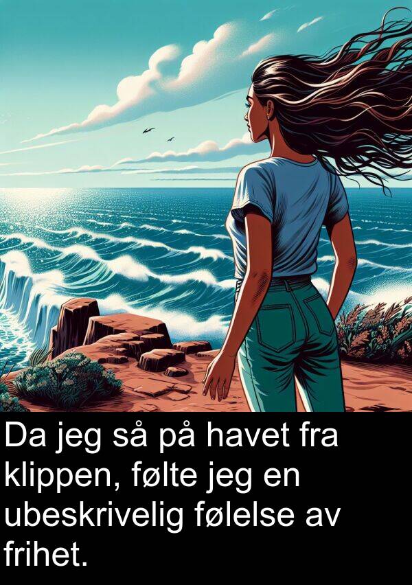 klippen: Da jeg så på havet fra klippen, følte jeg en ubeskrivelig følelse av frihet.