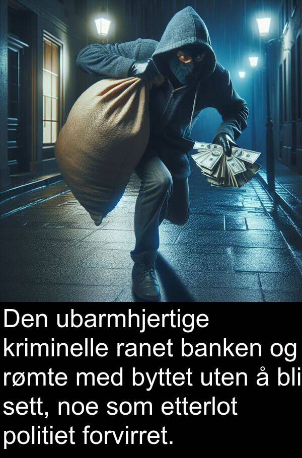 forvirret: Den ubarmhjertige kriminelle ranet banken og rømte med byttet uten å bli sett, noe som etterlot politiet forvirret.