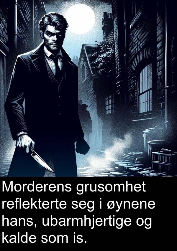 ubarmhjertige: Morderens grusomhet reflekterte seg i øynene hans, ubarmhjertige og kalde som is.