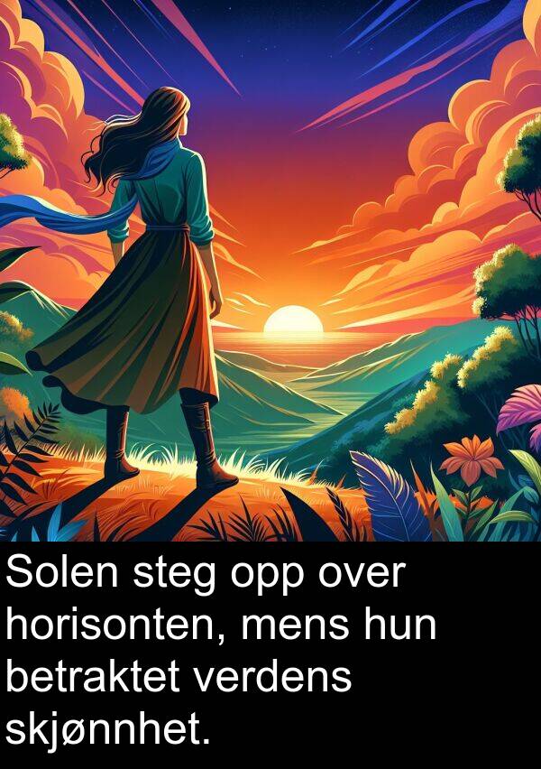 verdens: Solen steg opp over horisonten, mens hun betraktet verdens skjønnhet.