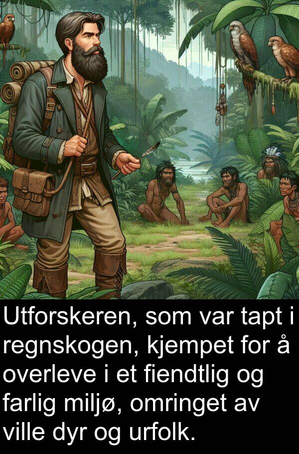 overleve: Utforskeren, som var tapt i regnskogen, kjempet for å overleve i et fiendtlig og farlig miljø, omringet av ville dyr og urfolk.