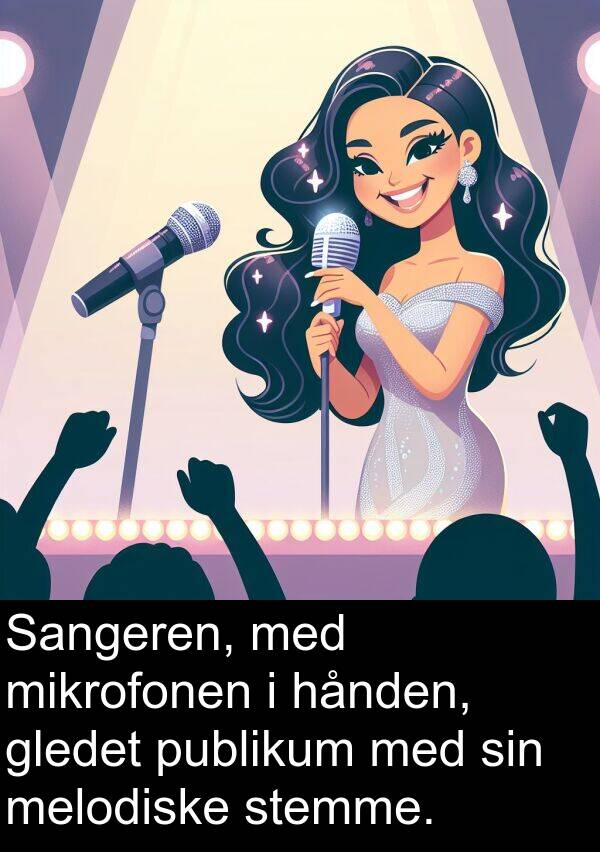hånden: Sangeren, med mikrofonen i hånden, gledet publikum med sin melodiske stemme.