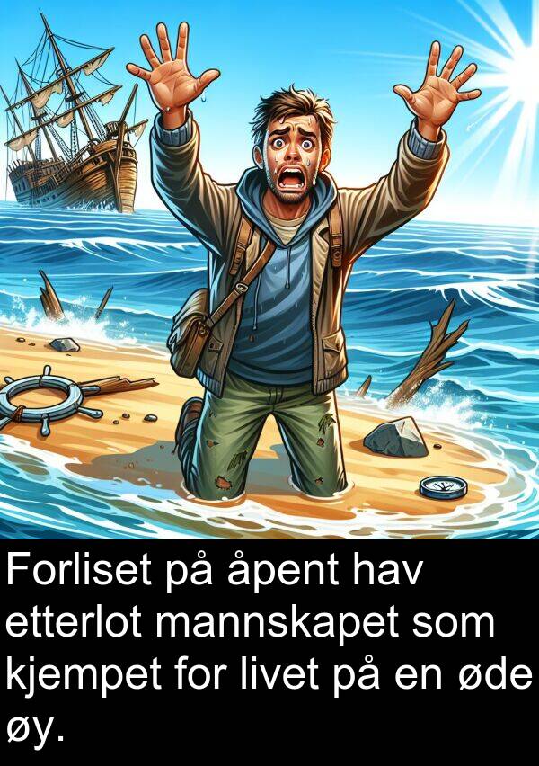 hav: Forliset på åpent hav etterlot mannskapet som kjempet for livet på en øde øy.