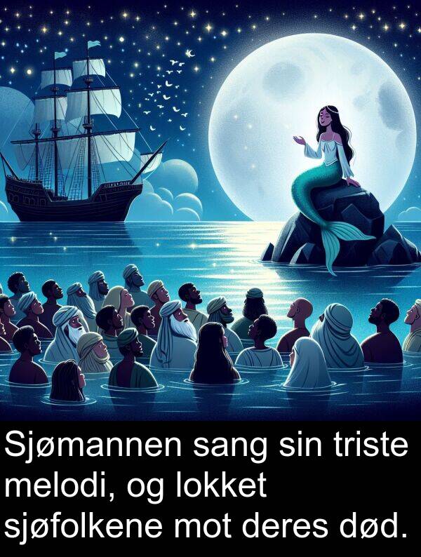 deres: Sjømannen sang sin triste melodi, og lokket sjøfolkene mot deres død.