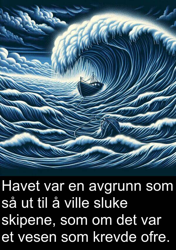 ofre: Havet var en avgrunn som så ut til å ville sluke skipene, som om det var et vesen som krevde ofre.