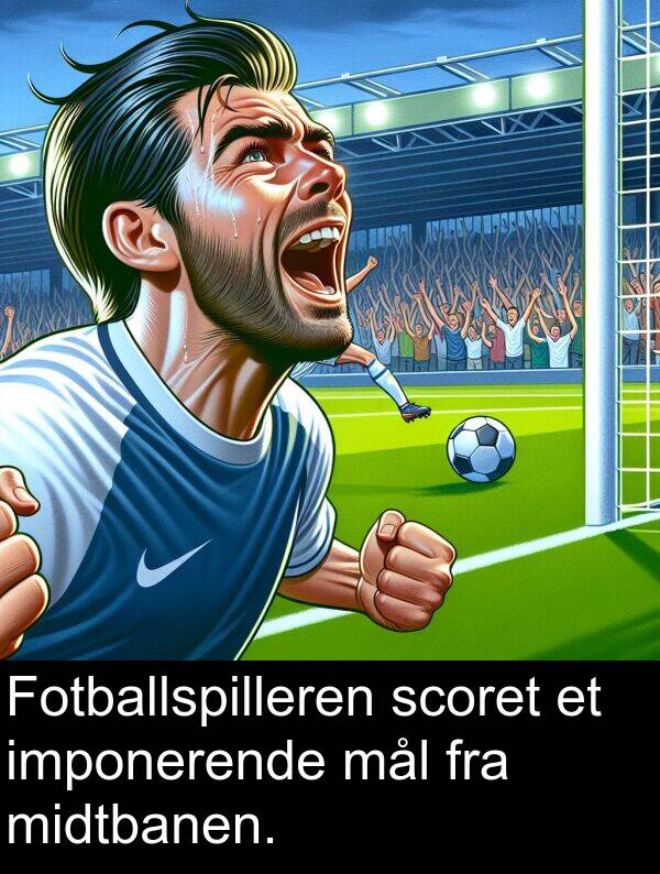 scoret: Fotballspilleren scoret et imponerende mål fra midtbanen.