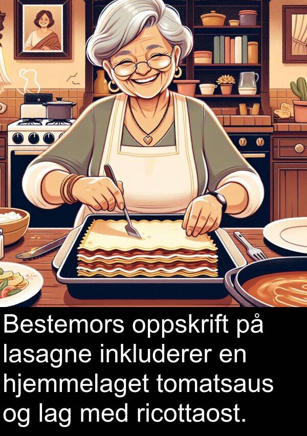 oppskrift: Bestemors oppskrift på lasagne inkluderer en hjemmelaget tomatsaus og lag med ricottaost.